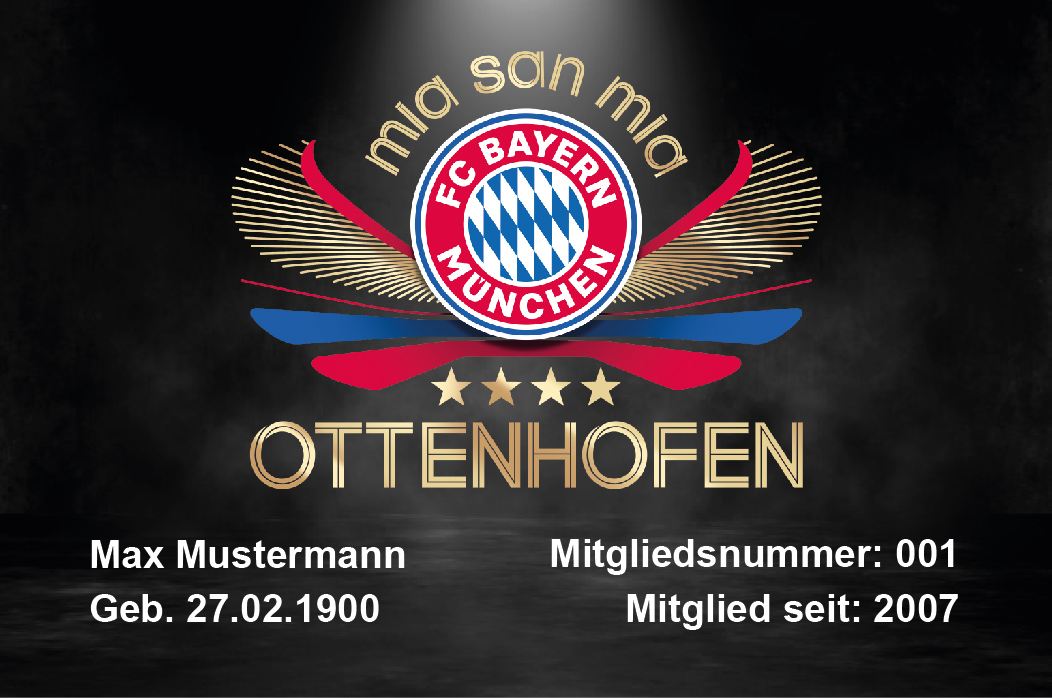 Mitgliedsausweis Mia san mia Ottenhofen – Vorderseite
